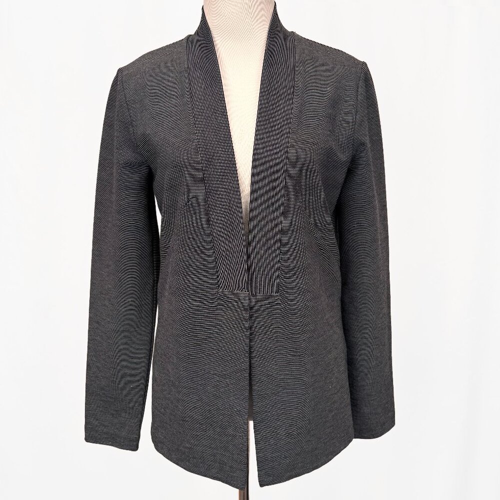 Oliver Bonas Women's SIze 8 Black Pinstripes Open-Front Jacket